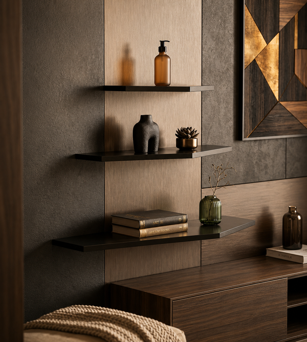 Acornalia Pali Black Mango Wood Accent Shelf | Set of 3