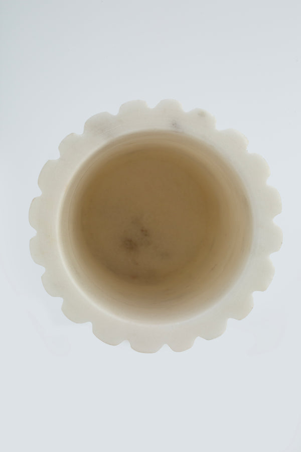 Luxury White Marble Tealight Candle Holder | Handcrafted Fluted Design | Elegant Home Decor, Festive & Gifting Accent Piece