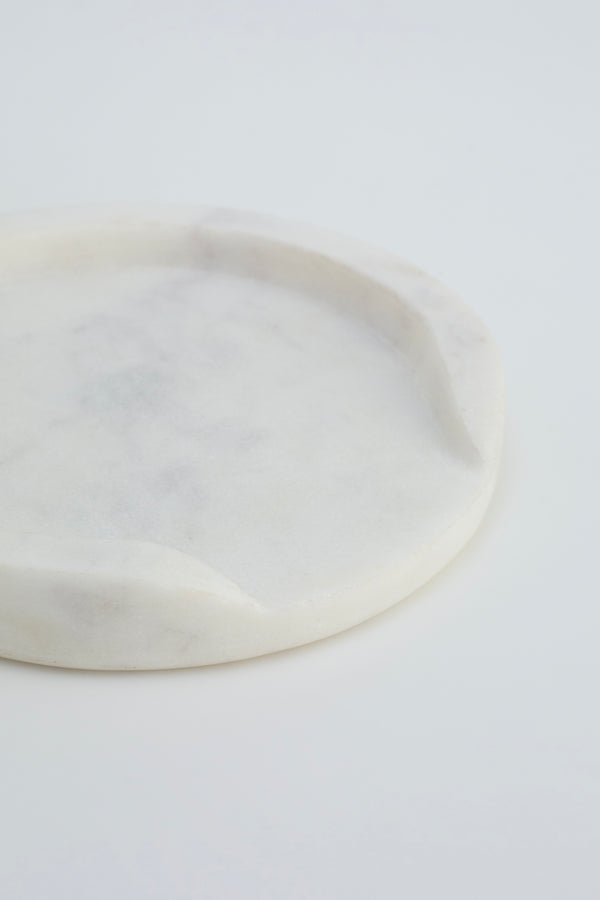 Acornalia Sikar Premium White Marble Round Tray – Decorative Serving Platter, Candle Holder, Vanity Tray for Kitchen, Bathroom & Living Room