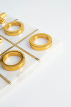 Acornalia XOXO Tic Tac Toe Game Set | Luxury Marble Board with Golden X & O Pieces | Stylish Tabletop Game & Home Décor Accent