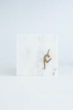 Acornalia Yog Marble Coasters Set of 4 – Premium White Marble Drink Coasters with Brass Yoga Design | Elegant Table Décor & Gift Set