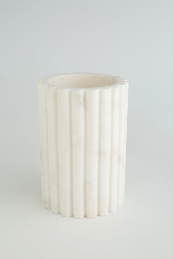 Luxury White Marble Tealight Candle Holder | Handcrafted Fluted Design | Elegant Home Decor, Festive & Gifting Accent Piece