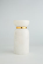 Acornalia Baran Marble Candle Stand Set of 2 | Premium Handcrafted Candle Holders for Home Décor | Elegant White Marble with Gold Accent | Modern Luxury Tealight & Pillar Candle Holder